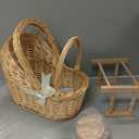 Decorative Wicker Carriage-Shaped Basket for Baby Shower Centerpieces - Woven Rattan Flower Basket, Vintage Willow Planter for Table Decor, Boho Party Decoration & Photography Prop, Large