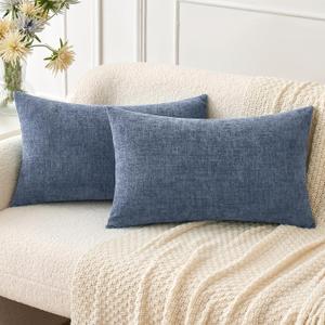 MIULEE Pack of 2 Couch Throw Pillow Covers 12x20 Inch Soft Dark Grey Blue Chenille Pillow Covers for Sofa Living Room Solid Dyed Pillow Cases MIULEE Pack of 2 Couch Throw Pillow Covers 12x20 Inch Soft Dark Grey Blue Chenille Pillow Covers for Sofa Living Room Solid Dyed Pillow Cases