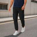 Men's Casual Pants Cotton Pants Recreation,Drawstring Sweatpants in Jogging (Black, M)