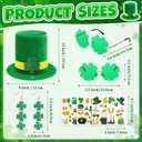 7 Pcs St. Patrick's Day Costume Accessories Leprechaun Top Hat Shamrock Earrings Glasses Irish Stickers Set for Women