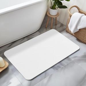 HBlife Quick Drying Stone Bath Mat for Bathroom, 23.5" X 15" Large Stone Drying Mat for Dish Drying Rack, White