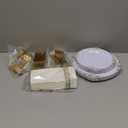 Nervure 175PCS White and Gold Plastic Plates  Disposable Dinnerware Set Include 50 Gold Plates for Dinner and Dessert, 75 Cutlery, 25Cups 25Napkins for Wedding & Party & Thanksgiving