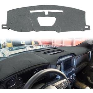 Yiz Dash Cover Mat Custom Fit for 2019-2025 Chevy Chevrolet Silverado 1500 2500HD 3500HD/2019-2023 GMC Sierra 1500 2500HD 3500HD w/o Heads Up Display and Speaker,Dashboard Pad Carpet(Dark Gray) J130