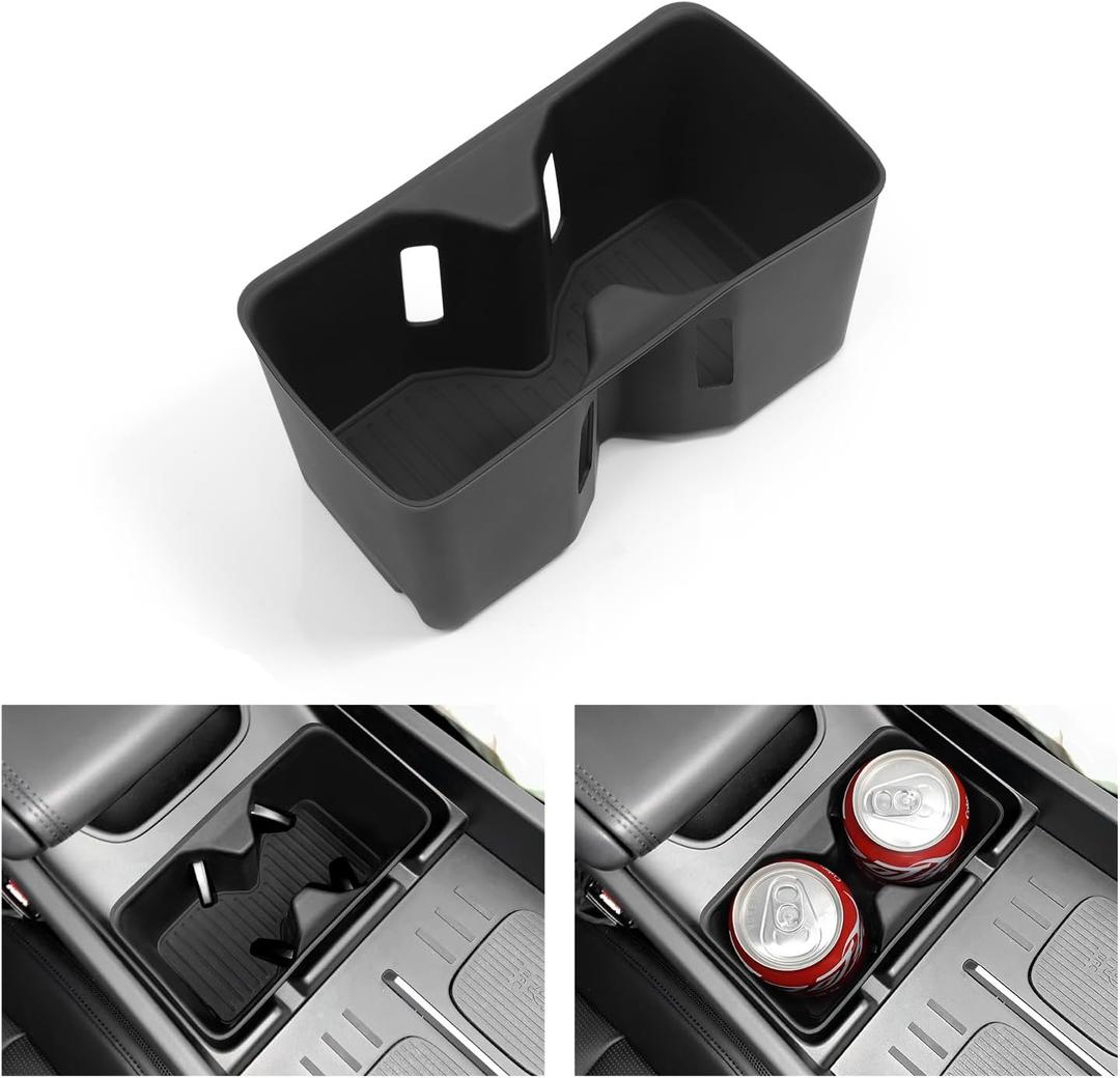 LUCKEASY Center Console Water Cup Holder Insert Compatible with 2024 2025 2026 Hyundai Santa Fe Not for Tucson Center Console Water Drink Limiter Holder for Hyundai Santa Fe Silicone Black