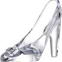 YF-ANEN Glass Crystal High Heels Bright Cool Glass Shoes Little Girl Birthday Decoration Party, Wedding Supplies Decorative (Transparent)