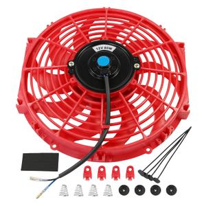JDMSPEED New Universal 12V Engine Cooling Fan Slim Pull Push Racing Electric Radiator Red 12"