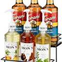 EFYSE Coffee Syrup Organizer rack, 2 Tier Syrup Holder(6 Bottle Capacity) for coffee bar syrup storage,kitchen condiment organization and wine display.