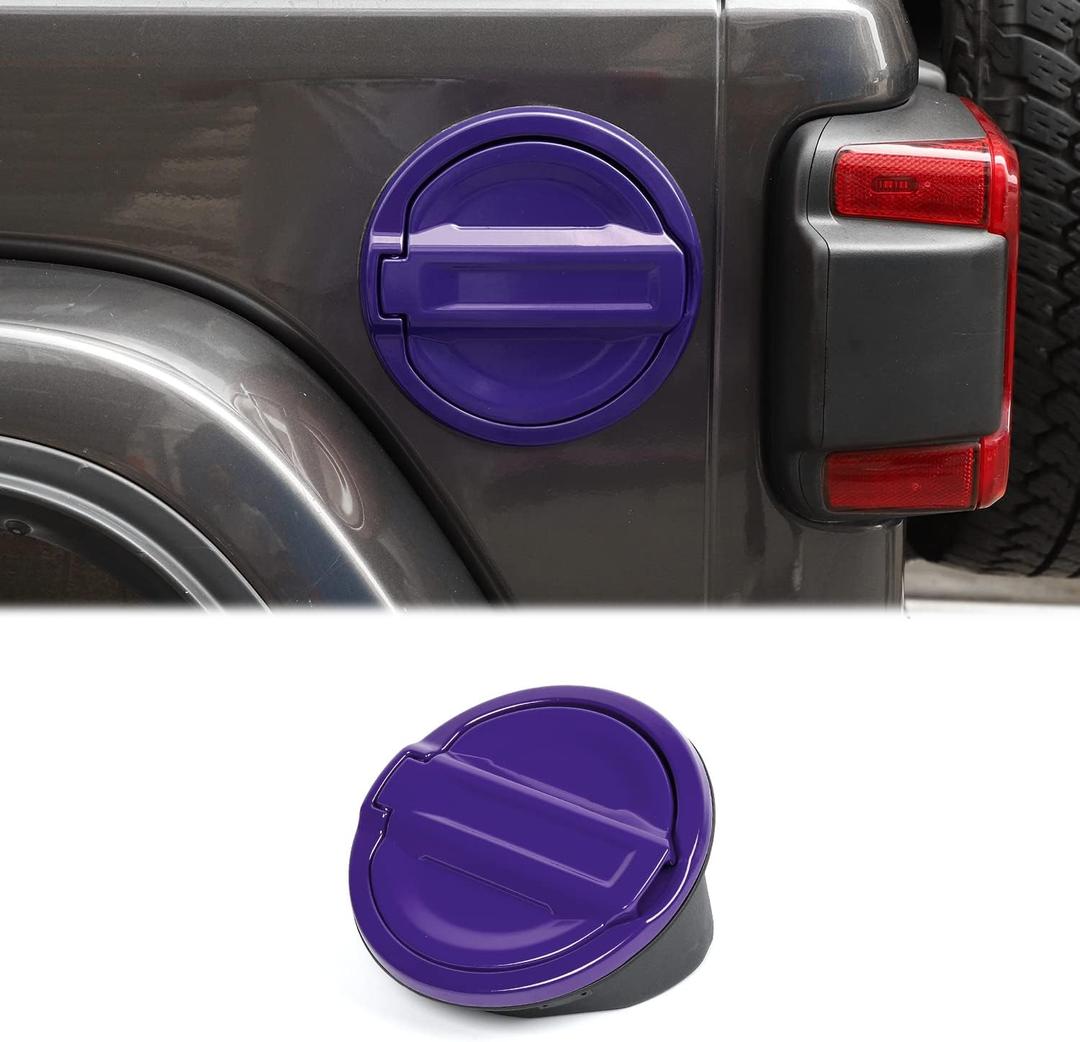 For JL Fuel Filler Door Gas Tank Cap Cover Fit for 2018-2026 Jeep Wrangler JL & Unlimited Sport Rubicon Sahara 2/4 Door, Aluminum Fuel Door Exterior Accessories(Purple)