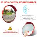 Convex Traffic Mirror - 32" Outdoor Driveway & Security Parabolic Safety Mirror, Acrylic Blind Spot Miror for Garage Retail Stores, Warehouses and High-Traffic Areas, Red