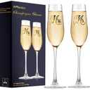 Mfacoy Mr. & Mrs. Champagne Flute Set, Wedding Decor - His and Hers, Wedding Toasting Glasses for Engagement Celebrations, Bridal Shower and Registry Idea, Tall Stem Glasses for Bride and Groom Gifts