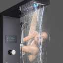 Shower Panel Wall Mount Shower Tower LED Rainfall Waterfall Showerhead Full Body Shower System with Adjust-angle Body Jets Contemporary Bathroom Shower Panels Stainless Steel, Black