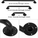 2FT Black Wall Mount Hand Rails for Indoor Stairs, 24 Inch Interior Staircase Handrail, Outdoor Metal Stair Railing for Exterior Steps, Banister Deck Rails,Safety Grab Bar for Elderly