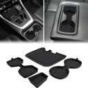 Auovo 3D Cup Holder Insert Liners Compatible with Toyota RAV4 Accessories 2025 2024 2023 2022 2021 2020 2019 Car Custom Cup Holder Mats Pads 4-pc Set (Black Trim)