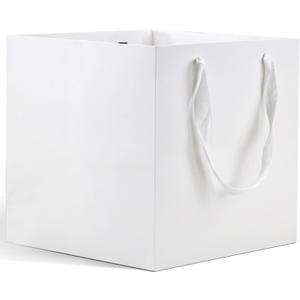 HUAPRINT Large White Paper Gift Bags with Handles, 12 Pack, 12x12x12inch, Square Wedding, Party, Birthday, Goodie, Craft, Candy, Cookie, Take Out Bags