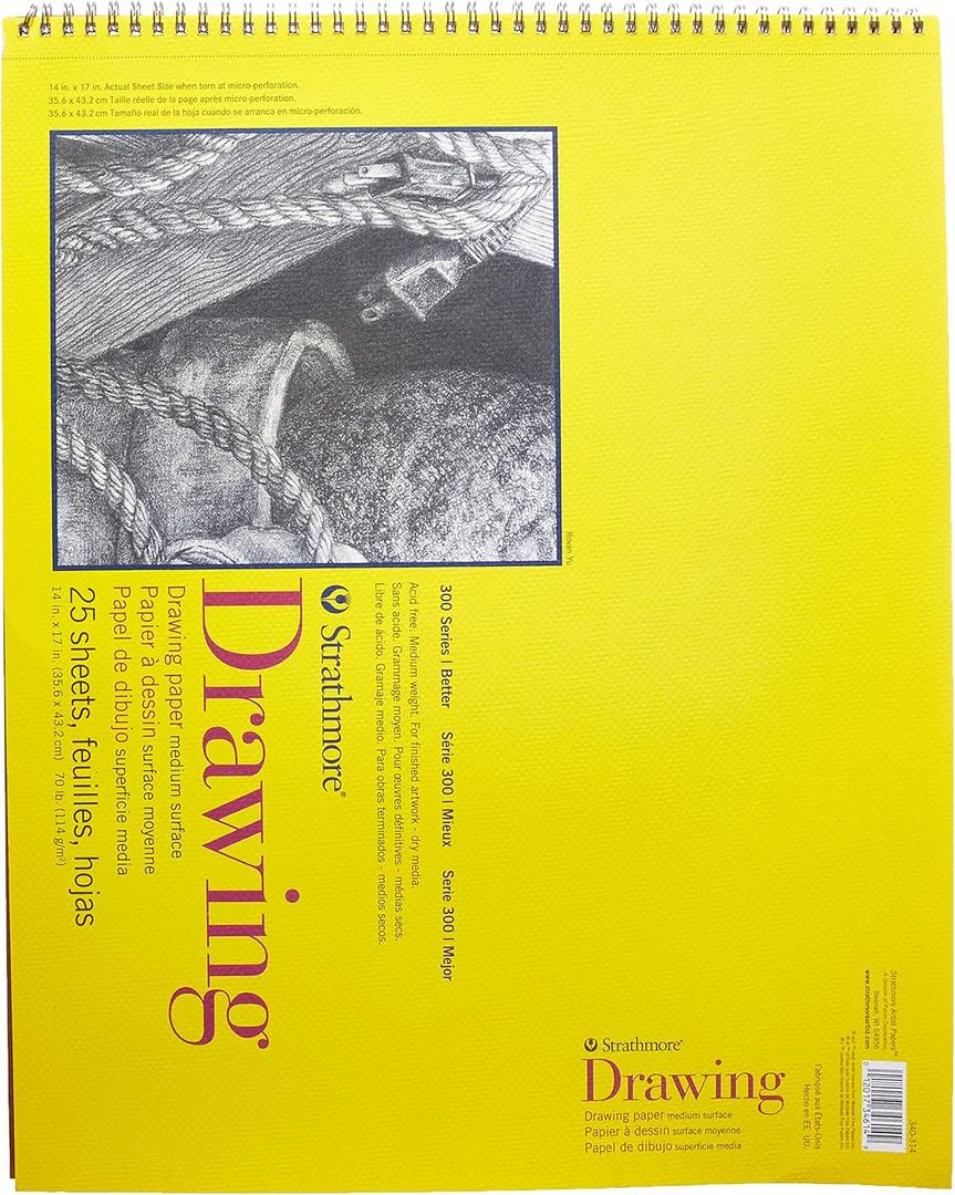 Strathmore 300 Series Drawing Pad, 14"x17" Wire Bound, 50 Sheets