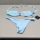 ZAFUL Women's Bandeau Bikini O Ring Strapless Tie Back High Cut Two Piece Swimsuit Bathing Suits M