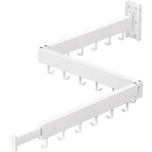 ZdwCyl Clothes Drying Rack,Laundry Space Saver Wall Mounted,Retractable,Collapsible(Tri-Fold), White Color Rack Clothing, White