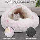 20inch Calming Pet Beds, Dog Bed & Cat Cave Bed with Hooded Cover, Cozy, Machine Washable, Anti-Slip&Waterproof (Pink)