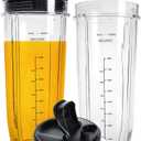 Blender Cups Replacement Parts for Ninja, 32oz Cups with Sip & Seal Lids,Compatible with Ninja Auto IQ Blender BL450 BL480 BL642 BL680 BN801 SS101 SS151
