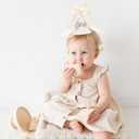 Boho Beige Bow Half Birthday hat-1/2 Birthday Decorations,Glitter Number Cone Hat,Princess Hat,Photo Props Cake Smash