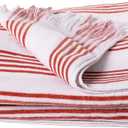 Bennett & Shea Home 100% Cotton Oversized Beach Towel, Extra Large 40 x 70, Luxurious and Extra Soft Towel, Plush Beach or Pool Towel, Coral Naples Stripe