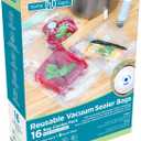Home Logic Vacuum Sealer Reusable Bags Combo Pack  Freezer, Microwave & Sous Vide Safe Food Storage Bags  10 Gallon Bags & 6 Quart Bags