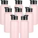 VEGOND 32 oz Insulated Water Bottle Bulk Stainless Steel Metal Water Bottles with Leak Proof Straw Lid & Spout Lid, Wide Mouth Double Walled Vacuum Travel Sports Bottle, 8 Pack (Pink)