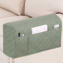 Turquoize 2 Pack Waterproof Armrest Covers for Chairs and Sofas - Couch Arm Covers with Side Pocket Anti-Slip Furniture Protector Washable Slipcovers Set of 2, Sage (Single Diamond- Sage)