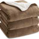 Bedsure GentleSoft Sherpa Fleece Blankets Queen Size for Bed - Thick and Warm Throw for Women and Men, Soft Fuzzy Plush Queen Blanket for Winter, Camel, 90x90 Inches
