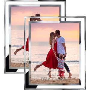Giftgarden 8x10 Picture Frames Glass, 2 Pack Clear Photo Frame Vertical Horizontal Tabletop Standing