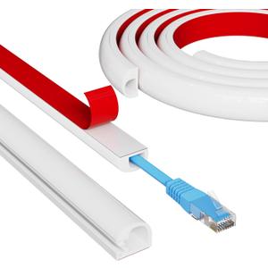 39" Side Open One Cord Hider (<1/4") for Wall Mounted Tv,Extension Cable Cover to Hide Conceal Cords Along Wall,Wire Raceway Management Cable Concealer Channel,Electric Cord Organizer Wiremold,White