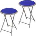 Lavish Home Portable Folding Stool with Backless Seat Set of 2, Blue, 18 | Compact Counter Bar Stools with 225lb Capacity, Collapsible Stools for Kitchen, Dorm, RV, Camping, Rec Room or Extra Seating