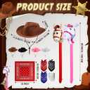 Xtinmee 36 Pcs Cowboy Party Costume Set, Cowboy Hats Paisley Bandanas Inflatable Stick Horses Kids Party Supplies