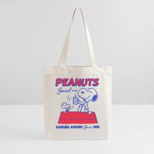 Peanuts Snoopy Reusable Natural Beige Canvas Shopping Bag Peanuts Snoopy Reusable Natural Beige Canvas Shopping Bag