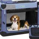 Gardner Pet Soft Collapsible Dog Crate - 30 Inch Portable Travel Dog Crate for Small/Medium Dogs Indoor & Outdoor, 3-Door Pet Crate with Durable Mesh Windows & Storage Bag, Blue