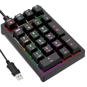 JPHTEK Number Pad, Mechanical USB Wired Numeric Keypad with RGB LED Backlit 21 Key Numpad, Mechanical Numeric Keypad for Laptop Desktop Computer PC Blue Switch