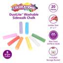 Colorations Jumbo Washable Sidewalk Chalk Set - 20 Pieces, 8 Assorted Colors, 4 x 1 Each, Non-Toxic, Outdoor Play for Kids, Ages 4+