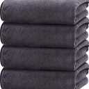 Cosy Family Microfiber 4 Pack Bath Towel Set, Lightweight and Quick Drying, Ultra Soft Highly Absorbent Towels for Bathroom, Gym, Hotel, Beach and Spa (Dark Grey)