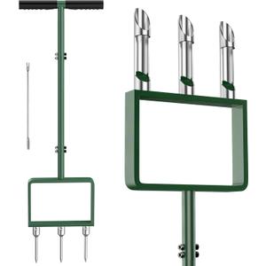 2-in-1 Manual Lawn Aerator Tool, Core Plug Aerator and Spike Aerator for Yard, 6 Replaceable Tines for Compacted Soil, Heavy Duty Garden Aeration Tool for Grass Roots Health & Lawn Care, Green