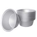 LoveDeal Aluminum Alloy Tart Pan, 3 Inch Cute Flan Mold, 10 Pieces Egg Tart Molds for Baking Pastel de Nata, Pie, Tartlet, Popover - Silver Tin