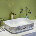 Countertop Basin Bathroom Countertop Ceramic Sink, Bathroom Single and Mixed Drain Set-Basin Only