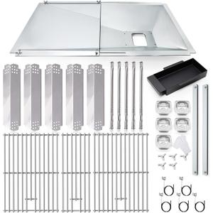 Grill Grease Tray Replacement Parts for Nexgrill 5 Burner 720-0882A, Gas Grill Drip Pan, Cooking Grid Grates, Heat Plates, Burner Tube and Igniter for Nexgrill Evolution Infrared Plus Parts.