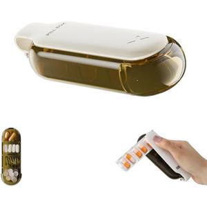 Small Pill Box 4 Compartment Travel Pill Organizer with Pill Taker Extractor Popper Small Pill Box Daily Pill Case for Travel Handbag Purse Medicine Vitamin Fish Oil Veggies Supplement Capsule