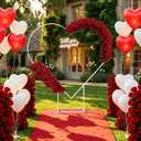 6.6ft Large Metal Heart Arch Stand & Will You Marry Me LED Neon Sign – Proposal Decorations Kit Includes Red Carpet 4000 Rose Petals, 30 Artificial Roses – Marry Me Sign for Engagement, Wedding, Valentine’s Day(White)