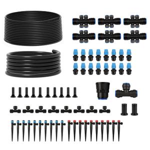 230FT Drip Irrigation System Kit, Quick Connect Garden Watering System, Complete Automatic Drip Irrigation Kit with 1/2" & 1/4" Tubing, Adjustable Emitters for Garden, Raised Beds & Greenhouse