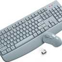 Wireless Keyboard and Mouse Combo, ULSOU 2.4G Full-Sized Ergonomic Computer Keyboard with Wrist Rest and 3 Level DPI Adjustable Wireless Mouse for Windows, Mac OS Desktop/Laptop/PC (Grey)