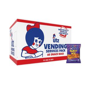 Utz Party Mix 1 oz. Bags (60 Count) Tasty Snack Mix of Corn Tortilla, Nacho Tortilla, Pretzel, BBQ Corn Chip and Cheese Curl, Perfect for Vending Machines, Individual Snacks to Go, Trans-Fat Free, BBD: 12/22/25