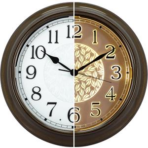 LOMANDA 15 Inch Large Illuminated Outdoor Indoor Wall Clock, Silent Battery Operated Night Light Wall Clocks with Smart Sensor for Bedroom, Patio, Pool, Living Room, Kitchen, Home Office, Bronze