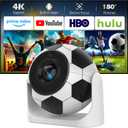 Mini Projector with WiFi and Bluetooth, Built-in Apps Portable Projector 4K Support, Auto Focus & Keystone, 5W Speaker, 180° Rotation Outdoor Movie Projector Compatible with TV Stick/Phone/Laptop