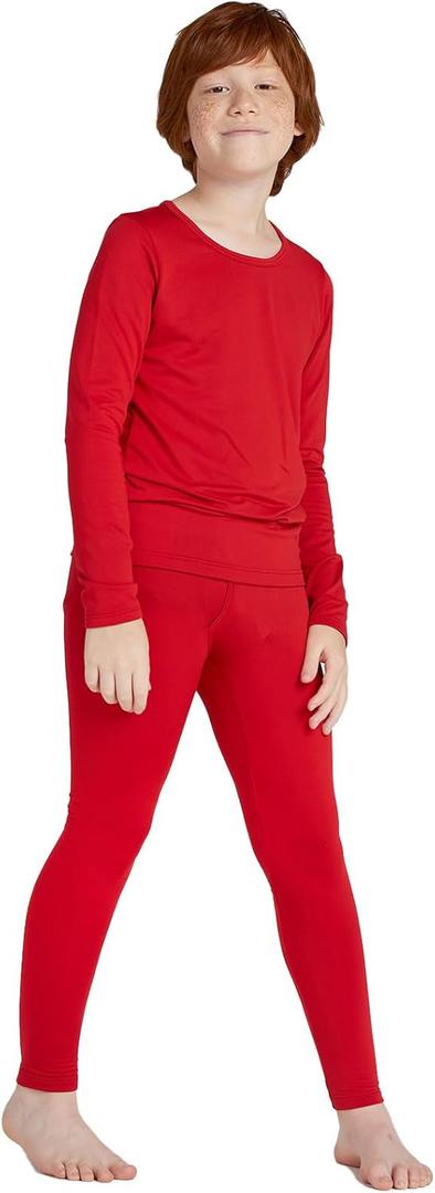 LAPASA Boys Thermal Underwear Set Fleece Lined Long John Base Layer Top & Bottom Ski Winter Extreme Cold B03 (7-8 Years, Red)